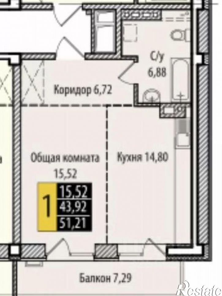 1-комн квартира 192-й квартал, 18