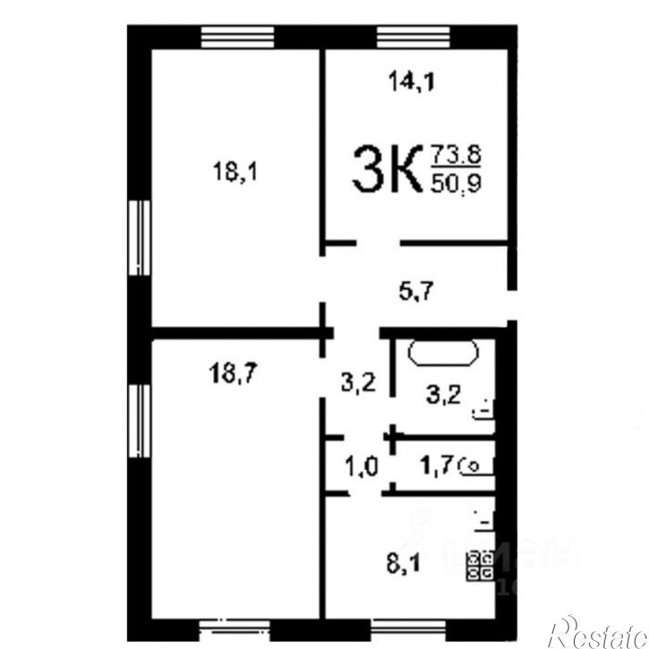 3-комн квартира 211-й квартал, 14