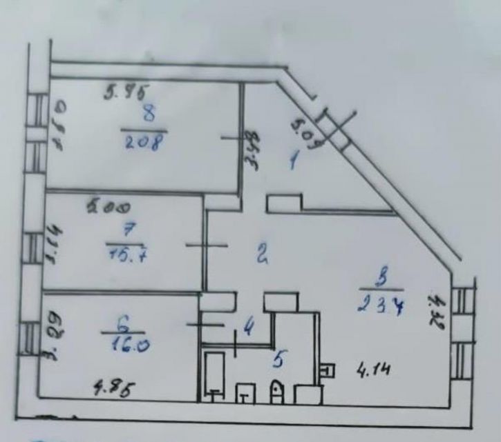 3-комн квартира 1-й кв-л, 14