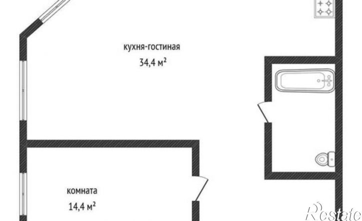 2-комн квартира 74-й квартал, 5
